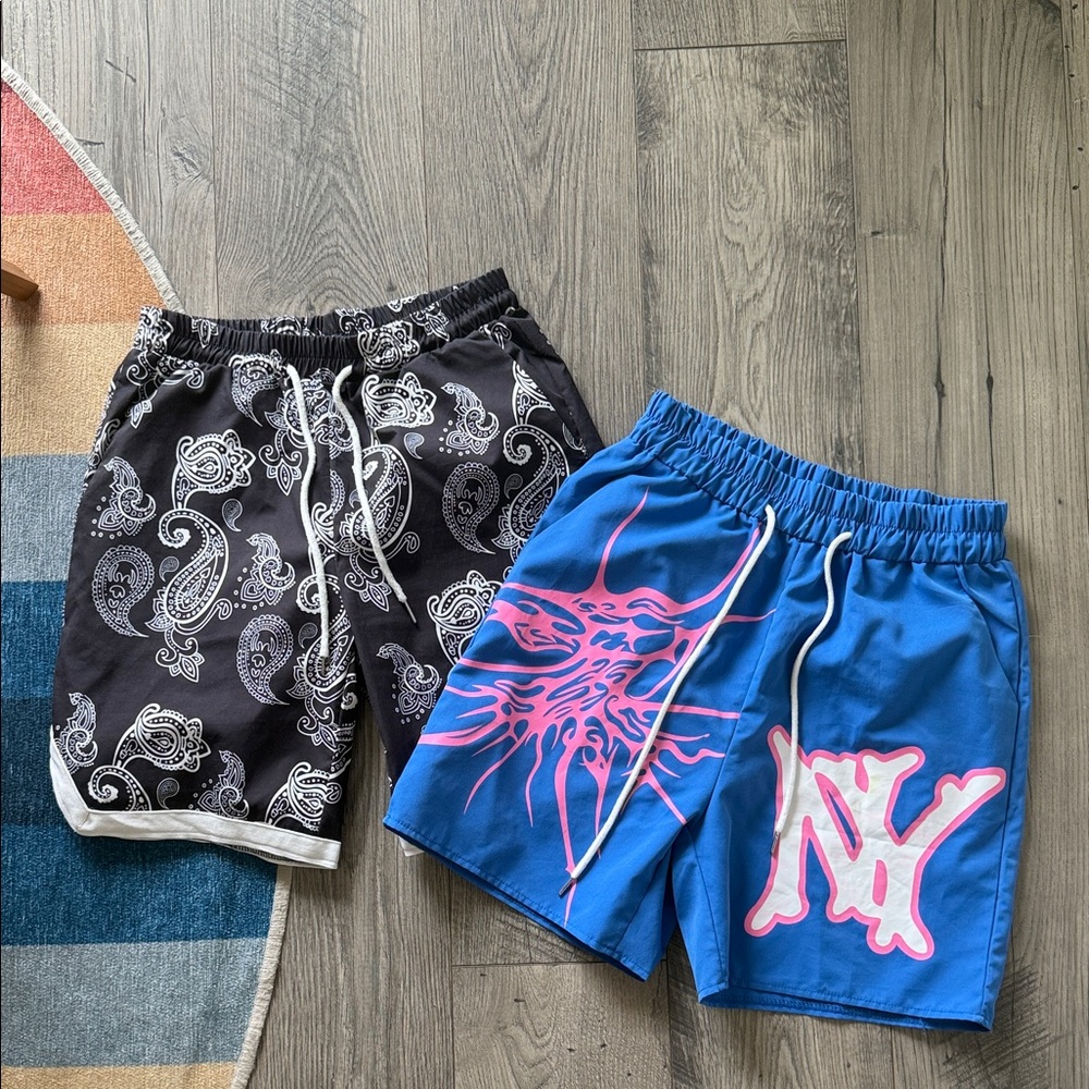 ROMWE Black  Paisley Shorts Set